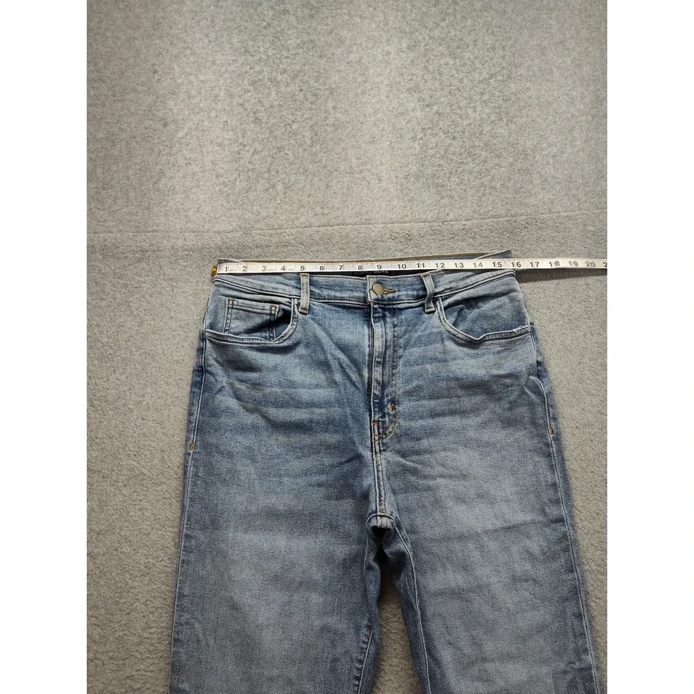 Fashion Nova Women Jeans 13 Blue 5 Pocket Side Slit High Rise Straight Leg Denim